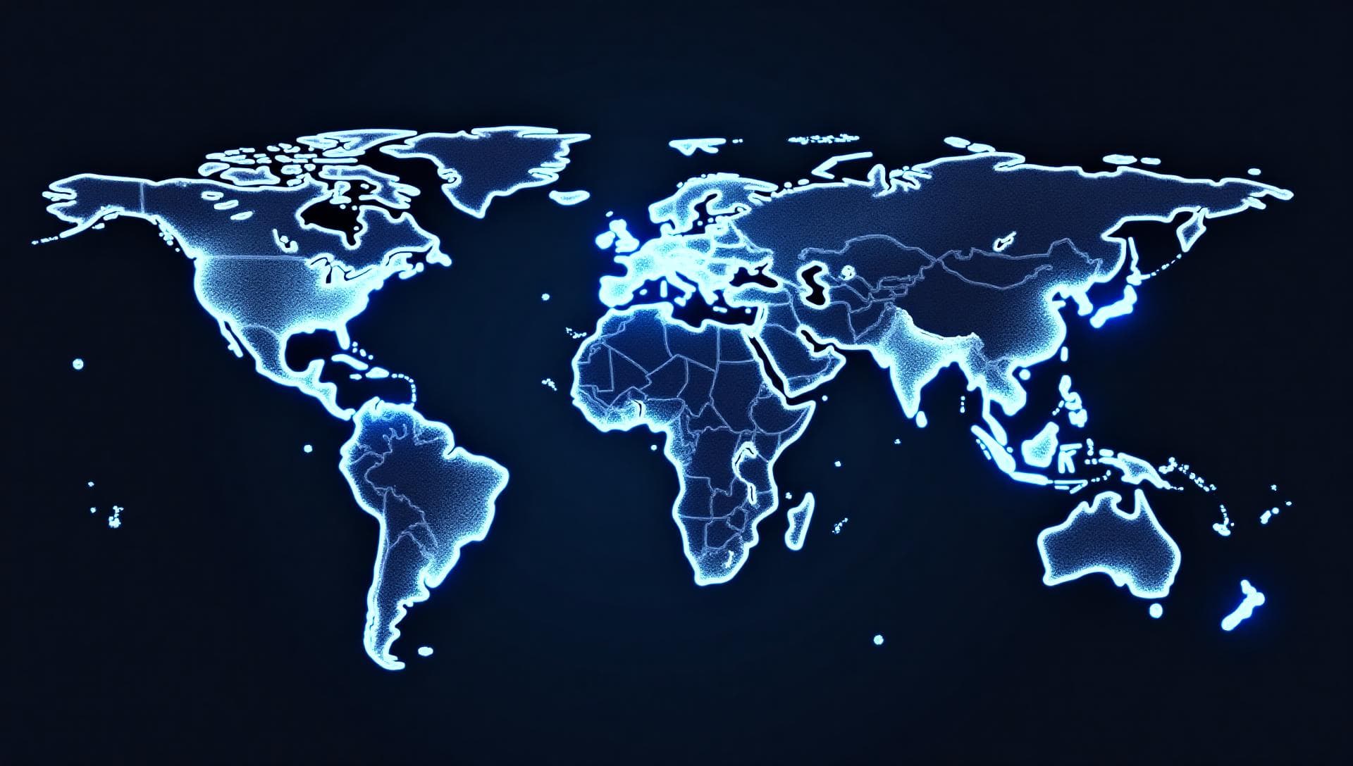 Global network map showing connections across continents